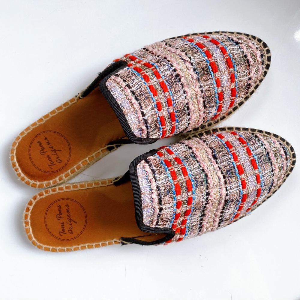 💕 TONI PONS ORIGENS PINK BLACK MULTI TWEED STITCHED ESPADRILLES!